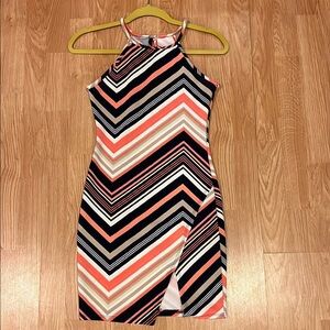 January 7 Black and Pink Sheath Halter Dress